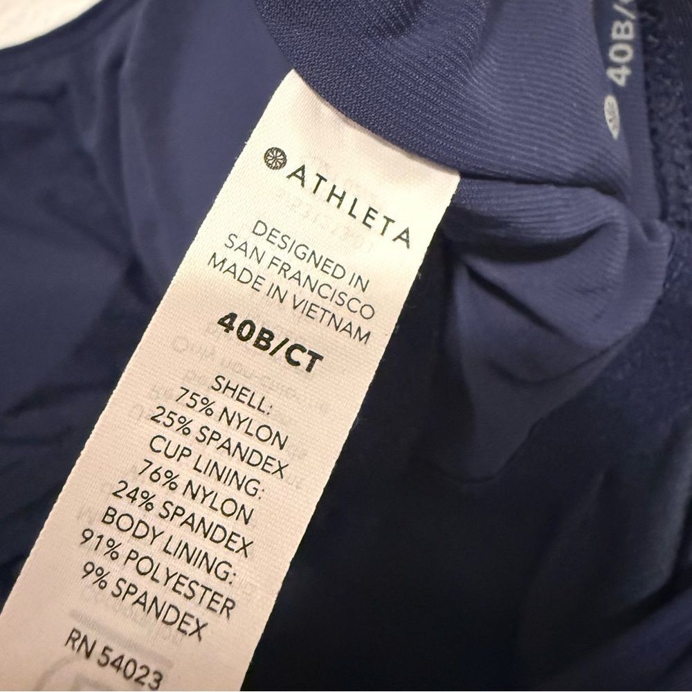 Athleta Square Neck Bra Cup Underwire Tankini Top Navy Blue 40 B/C Tall - Picture 9 of 9